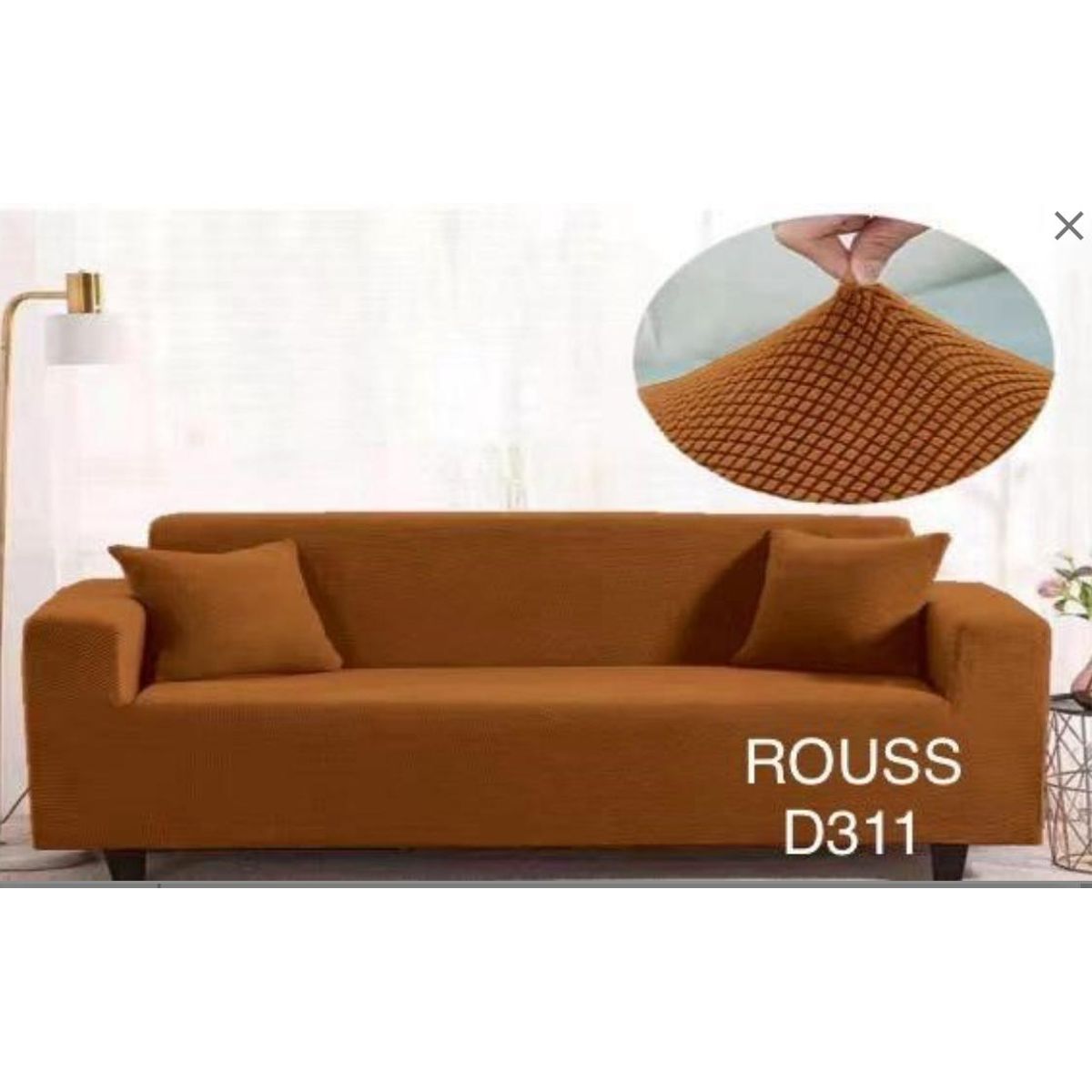 GENERICO - Funda de Sillon 2 Cuerpos Tela Cuadrille Elástico. Color Mostaza D311