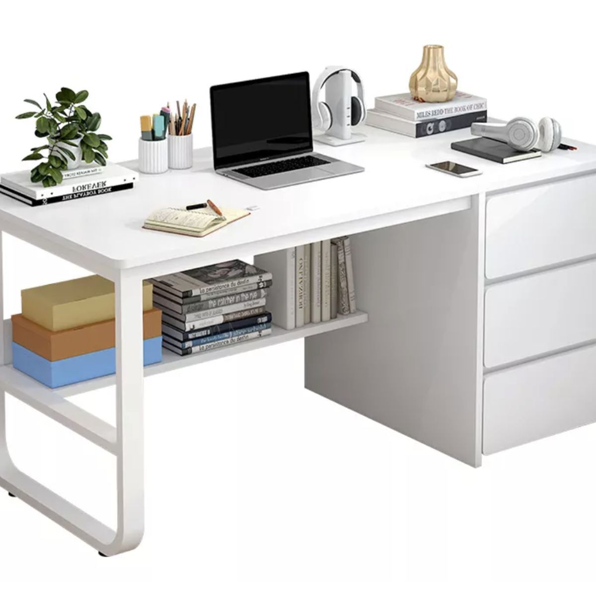 HOMER DESIGN - Escritorio Pata Metal Oficina Cajon 120x50x74cm Homer Design