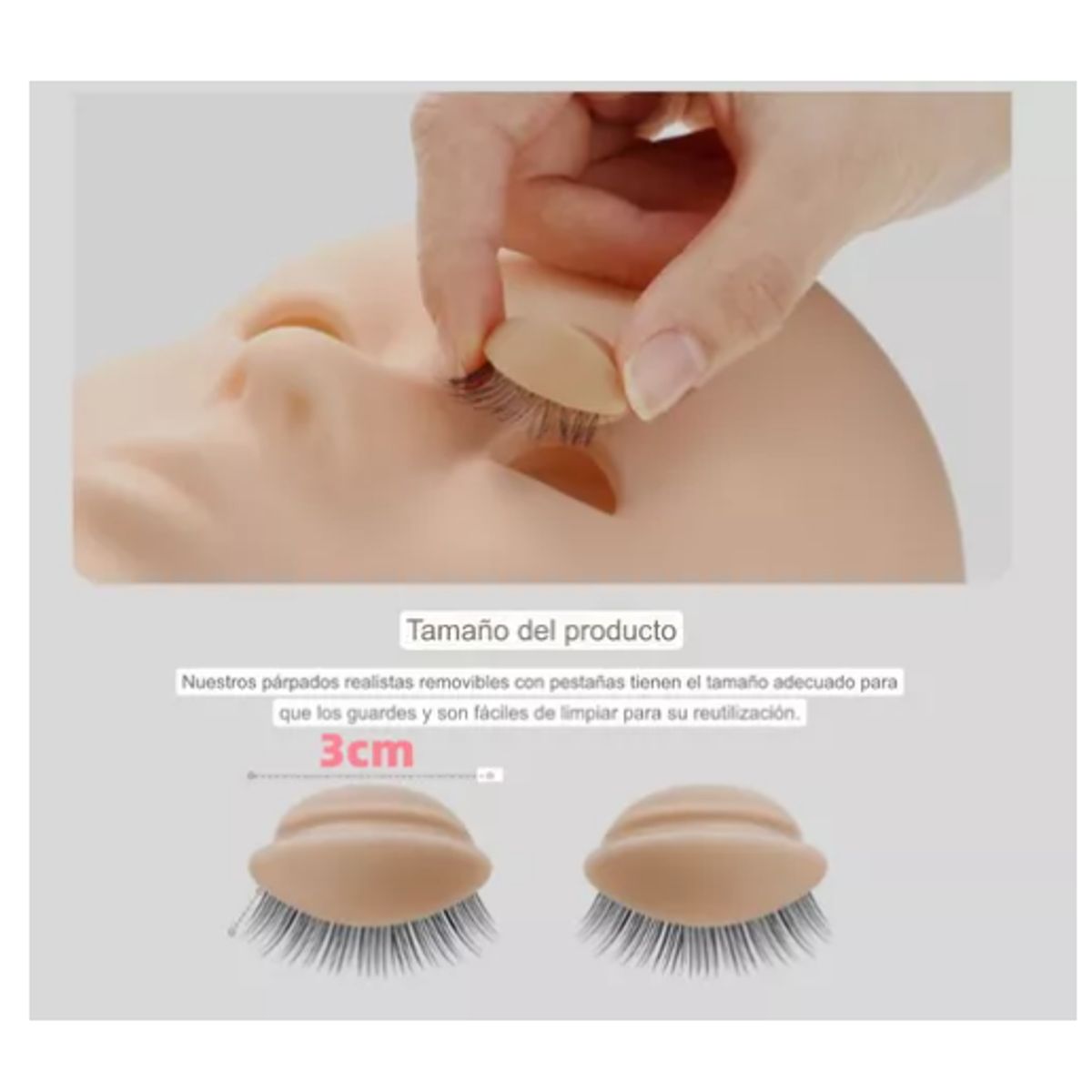 GENERICO - Cabeza Técnica Párpado Removible Para Práctica De Pestañas MORENA