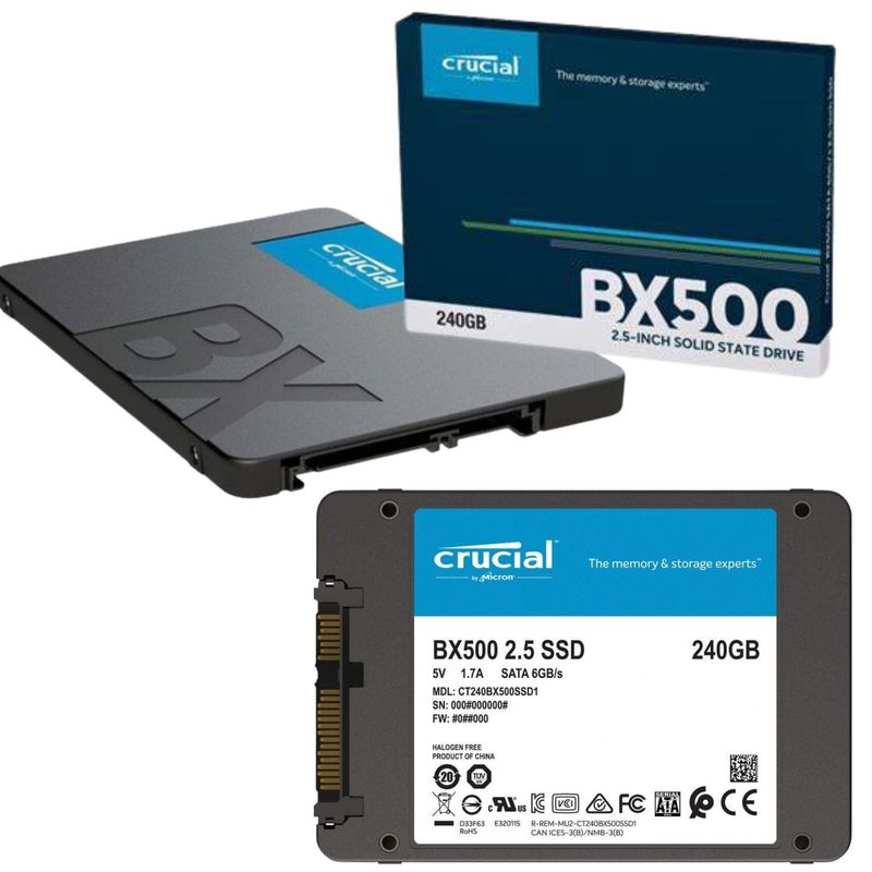 CRUCIAL - Disco Sólido Ssd Interno Crucial 240GB CT240BX500SSD1