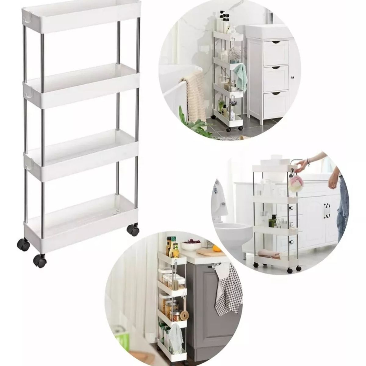 GENERICO - Carrito Organizador Multifuncional Estante 4 Niveles Cocina