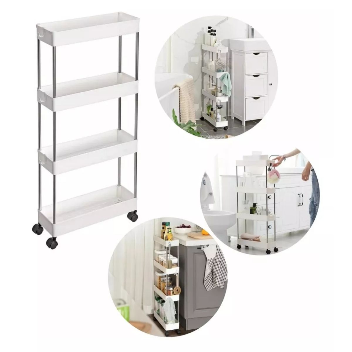 GENERICO - Carrito Organizador Multifuncional Estante 4 Niveles Cocina