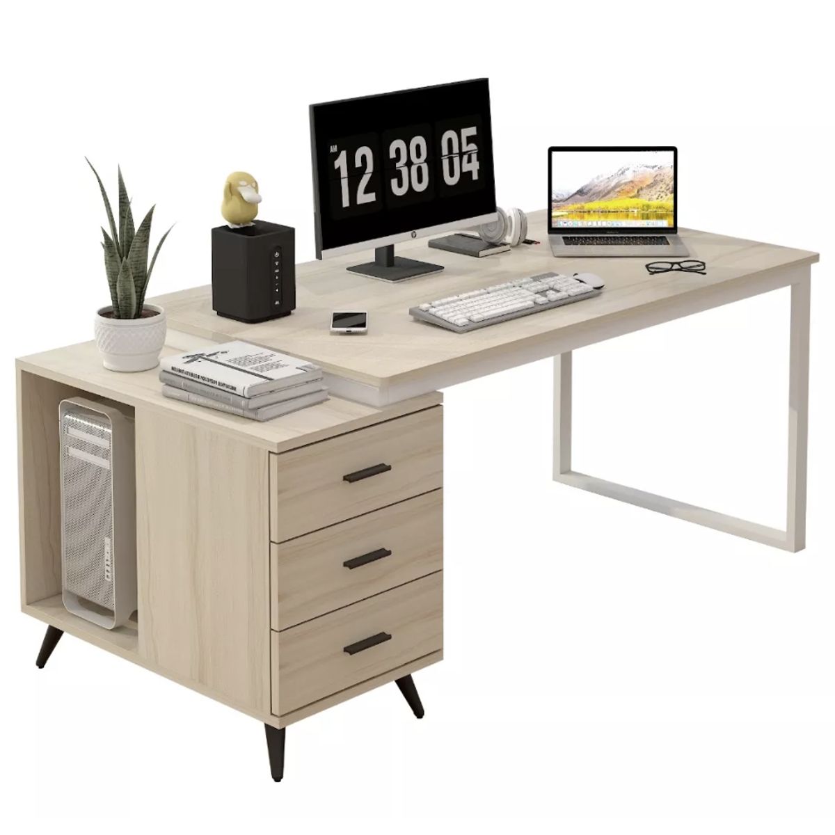 HOMER DESIGN - Escritorio Moderno Con Cajoneras 140x60x75cm Para Oficina…