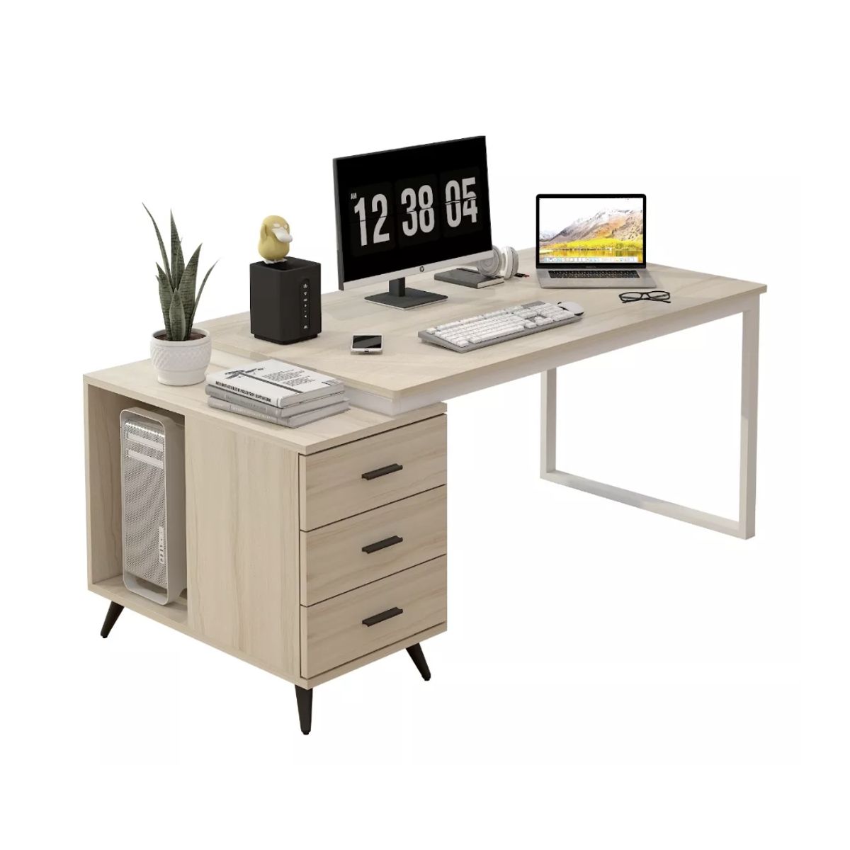 HOMER DESIGN - Escritorio Moderno Con Cajoneras 140x60x75cm Para Oficina…