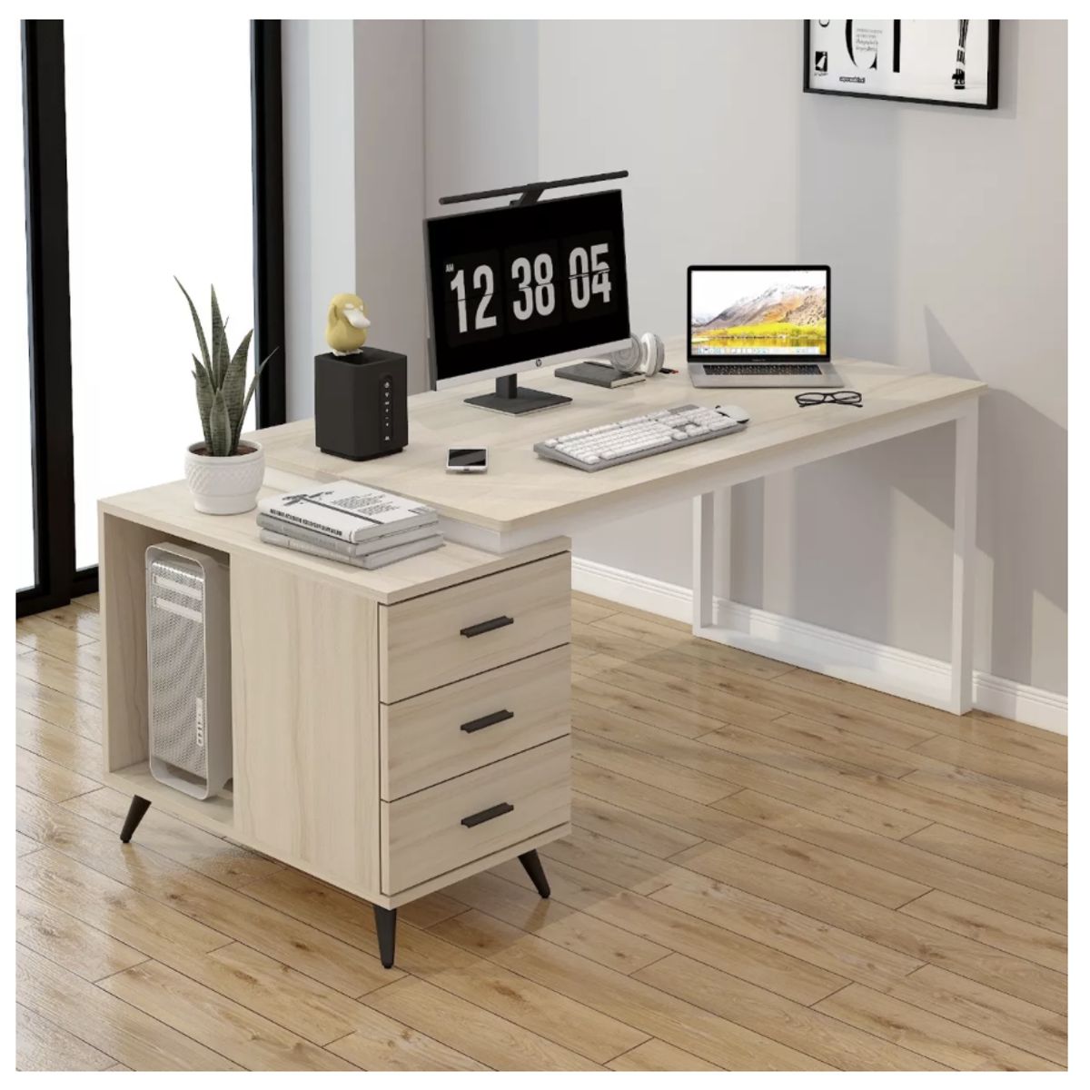 HOMER DESIGN - Escritorio Moderno Con Cajoneras 140x60x75cm Para Oficina…