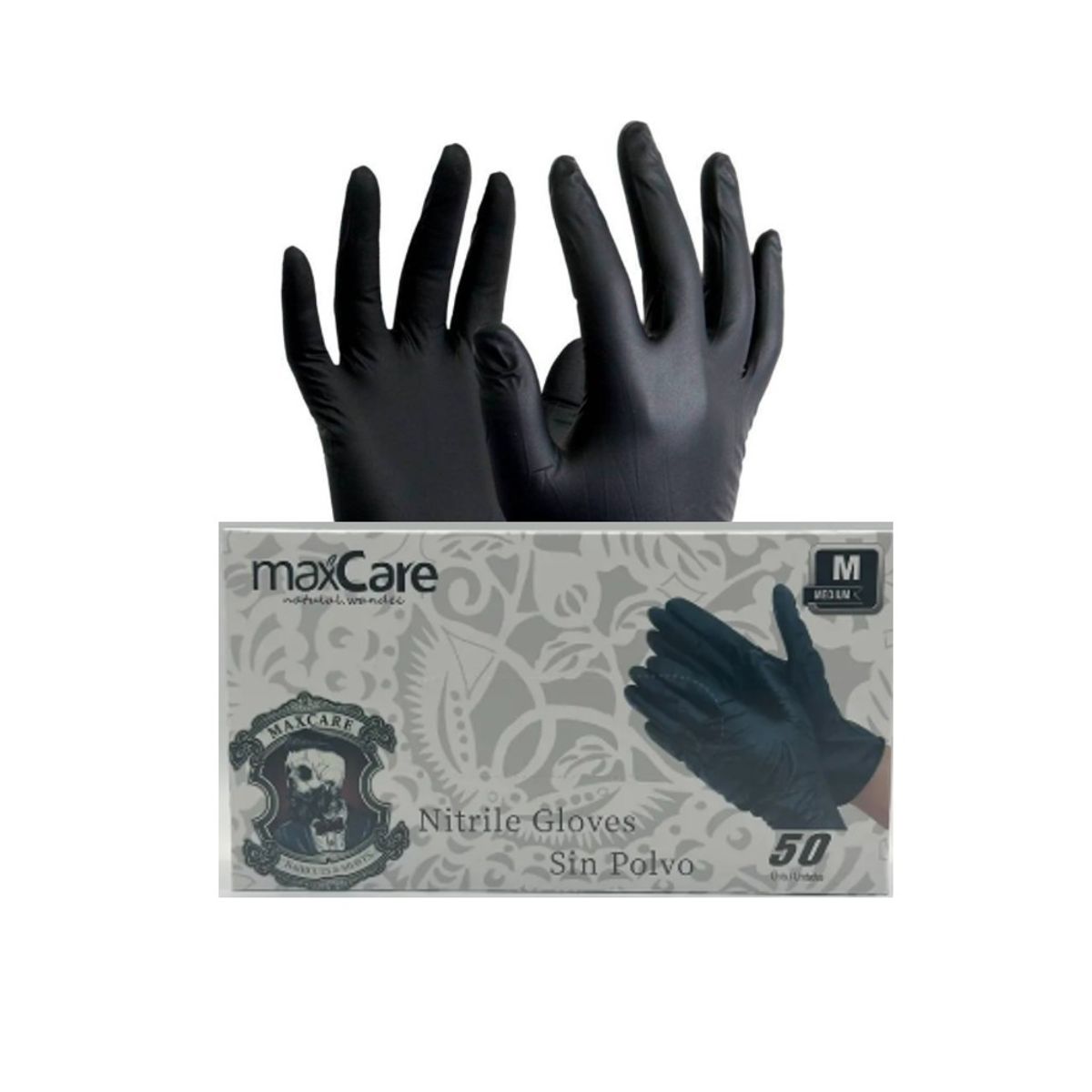 GENERICO - Caja de 50 Guantes Nitrilo Negro Maxcare Talla S