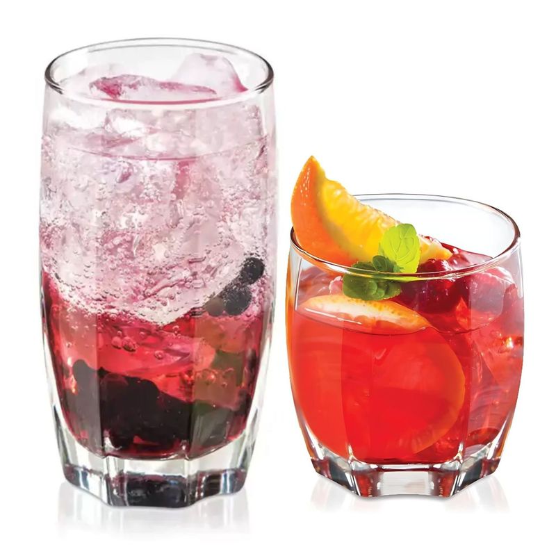 CRISTAR - Pack 12 Vasos De Vidrio Bajos Y Altos Bebidas Cóctel