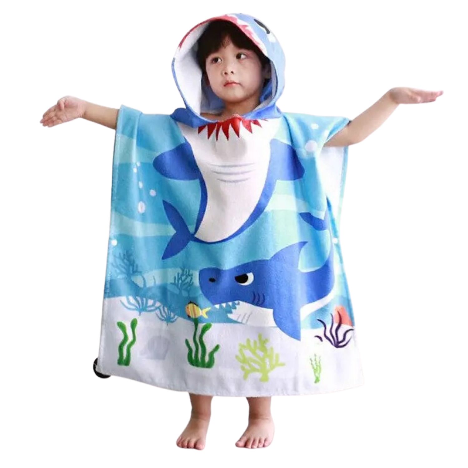 Lukery Toalla Infantil Con Capucha, Poncho De Baño Para Niños Y Adulto, Secado Rápido Microfibra Toallas De Playa, Albornoz De Cambio Para Nadar Piscina Surfing (75x100cm,león Azul
