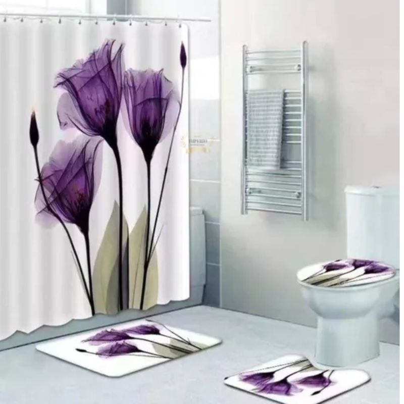 GENERICO - Set de Baño 4 Piezas Diseño Tulipanes