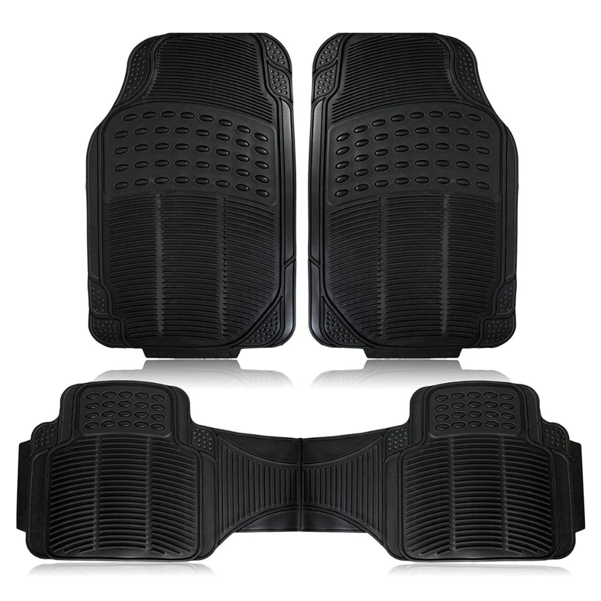 LINE - Kit 3 Pzas Alfombra Piso Goma Antideslizante Auto Universal