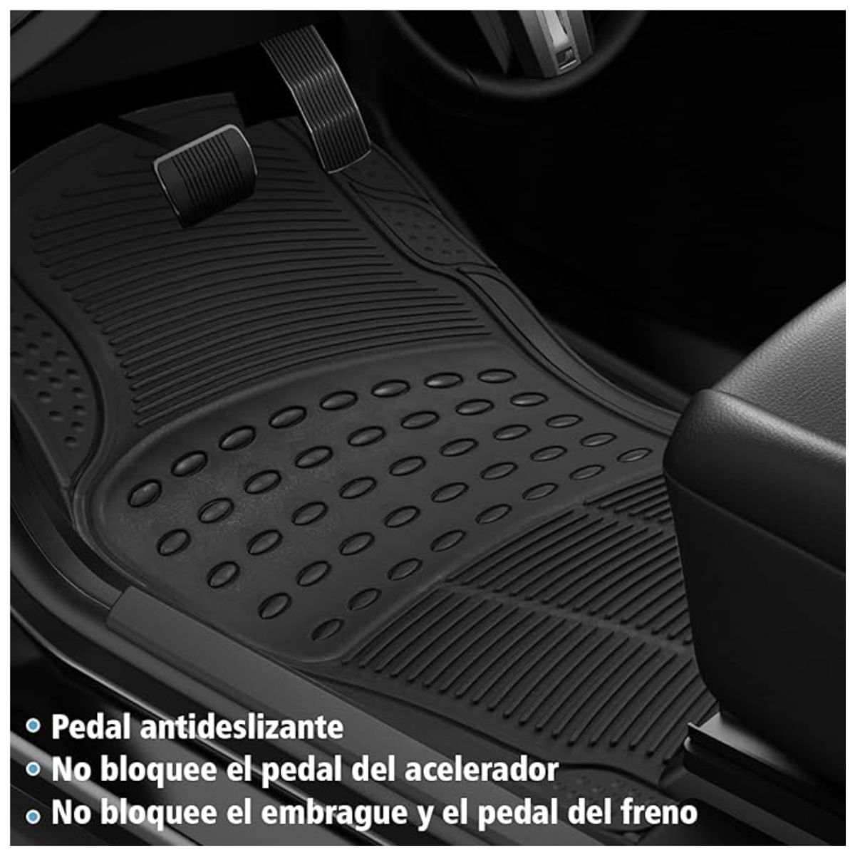 LINE - Kit 3 Pzas Alfombra Piso Goma Antideslizante Auto Universal