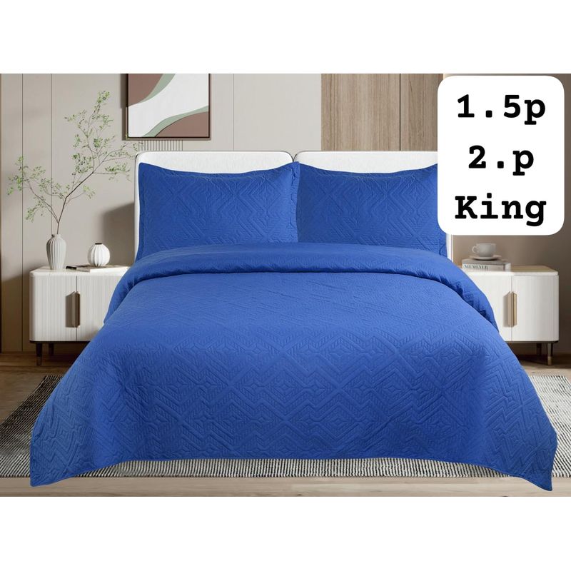 GENERICO - Cobertor de Verano Tipo Quilt 2 Plazas  Ropa de cama azul
