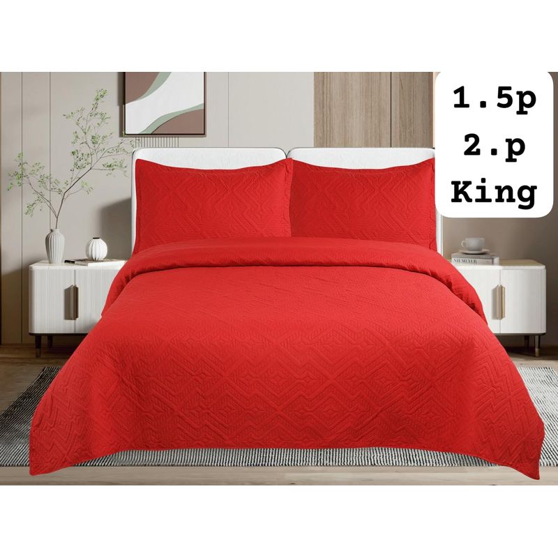 GENERICO - Cobertor de Verano Tipo Quilt 2 Plazas  Ropa de cama rojo