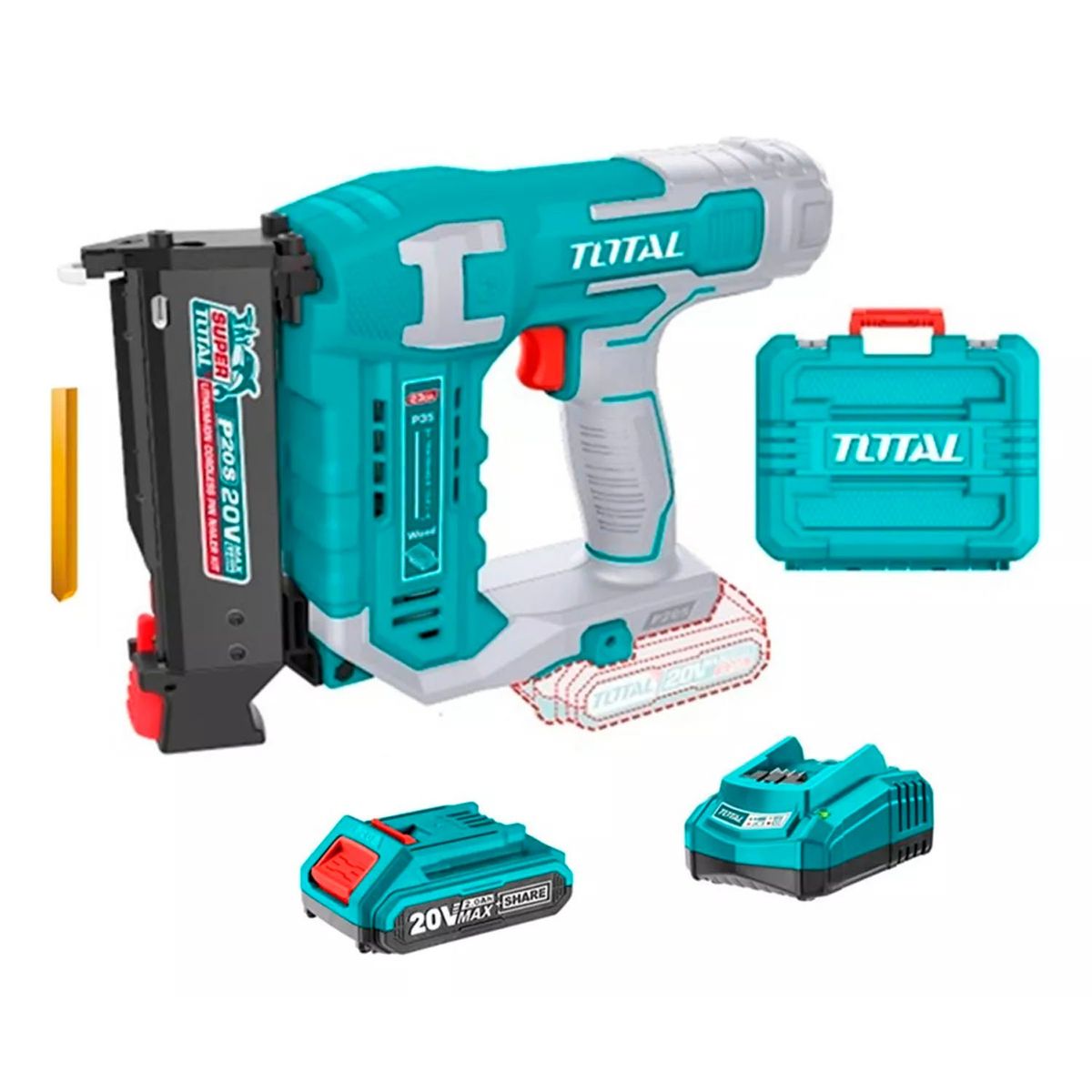 TOTAL TOOLS - Clavadora Pin Acabado 10-35mm 20v Bat+ Carg Total Tcbnli3603