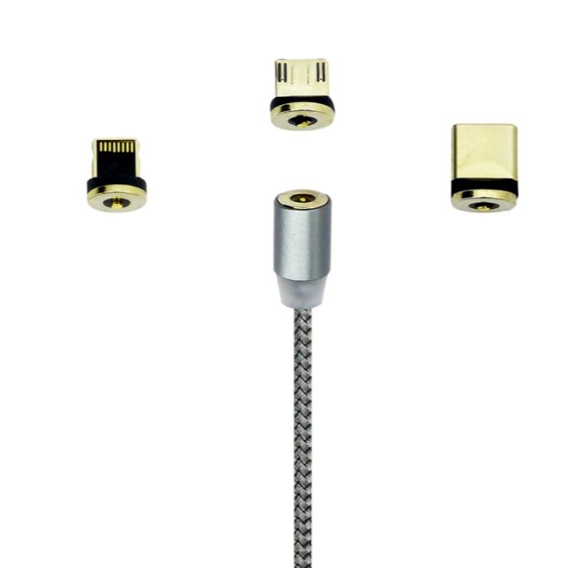 GENERICO - Cable USB Magnetico 3 En 1, USB Micro/Iphone/Type-C