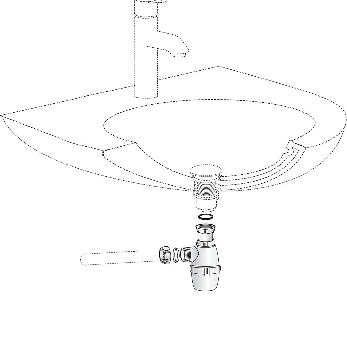 TAUMM - Sifon Lavaplatos 1 1/2 Salida Recta Plastico Blanco Taumm