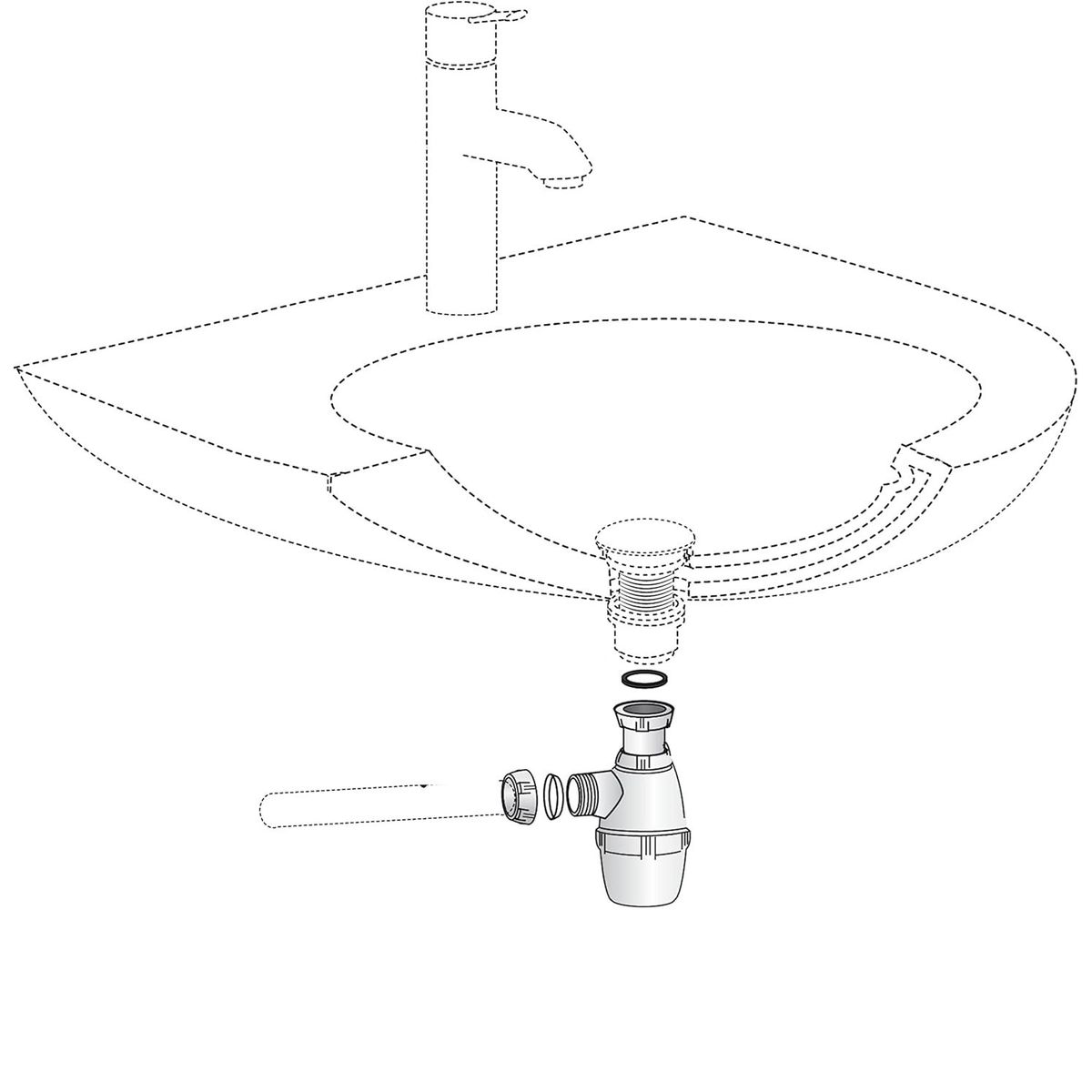 TAUMM - Sifon Lavaplatos 1 1/2 Salida Recta Plastico Blanco Taumm