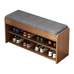 CRUSEC - Zapatero Madera Con Asiento 2 Niveles 80x24x50