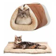GENERICO - Cama Túnel Térmica Polar Gato 2 en 1. Mascotas