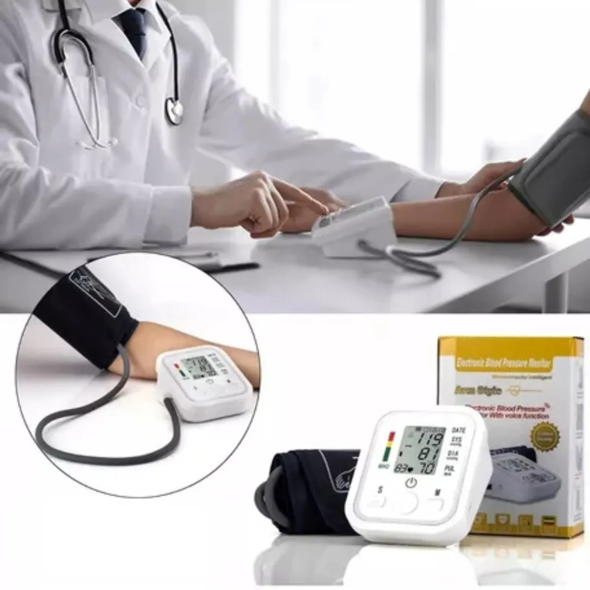 GENERICO - Toma Presión Digital Brazo Con Tensiómetro Usa Pilas O Usb