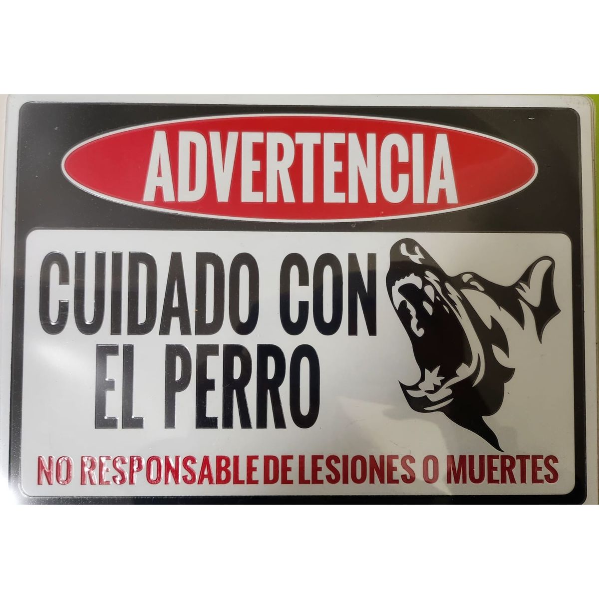 GENERICO - letrero advertencia cuidado con el perro 25x18 cm