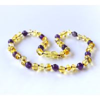 Collar de Ámbar Báltico con Amatista para Niños 5 -11 años