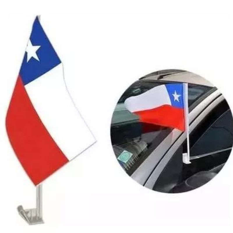 UTILISIMO - Pack 6 Bandera Chile 20x30cm Con Palito Fechas Patrias