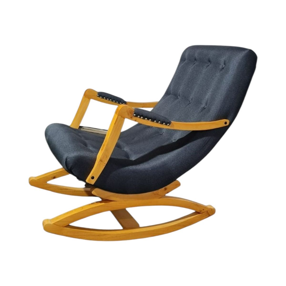 DISEÑOS VALESTRINI - SILLA MECEDORA CON APOYA BRAZO LINO GRIS OSCURO