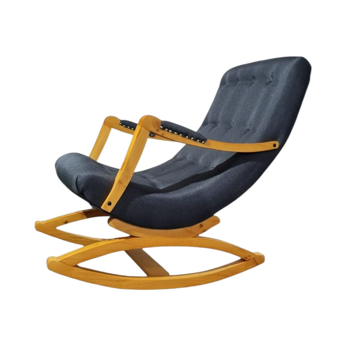 DISEÑOS VALESTRINI - SILLA MECEDORA CON APOYA BRAZO LINO GRIS OSCURO