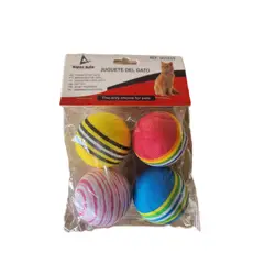 GENERICO - Juguete Gato 4 Pelotitas De Esponja Semi Dura Entretencion