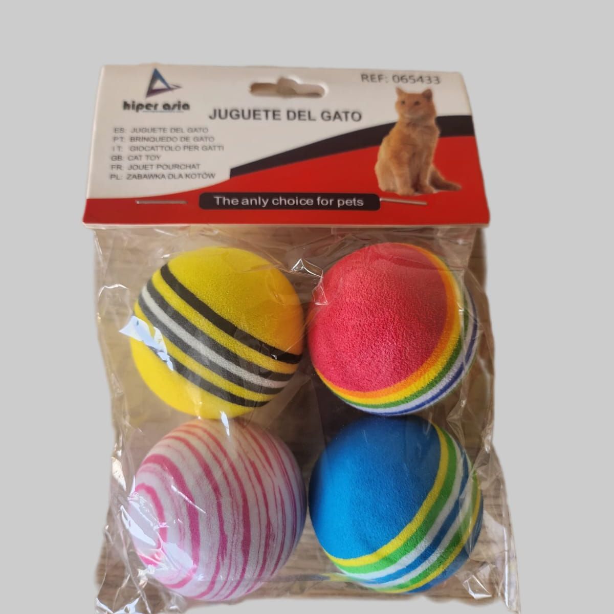 GENERICO - Juguete Gato 4 Pelotitas De Esponja Semi Dura Entretencion