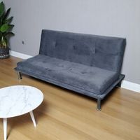 SOFA CAMA FELPA GRIS OSCURO