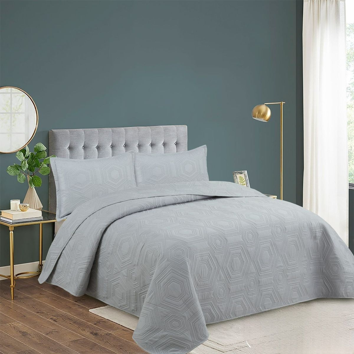 GENERICO - Quilt de Verano 2 plazas. Color Gris CS016