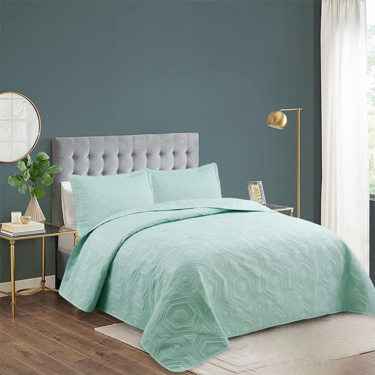 GENERICO - Quilt de Verano 1.5 Plaza. Color Verde Claro CS011