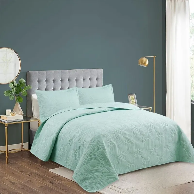 GENERICO - Quilt de Verano 1.5 Plaza. Color Verde Claro CS011