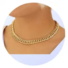 GENERICO - Collar Grumet Grueso Baño De Oro Gold Filled Tendencia