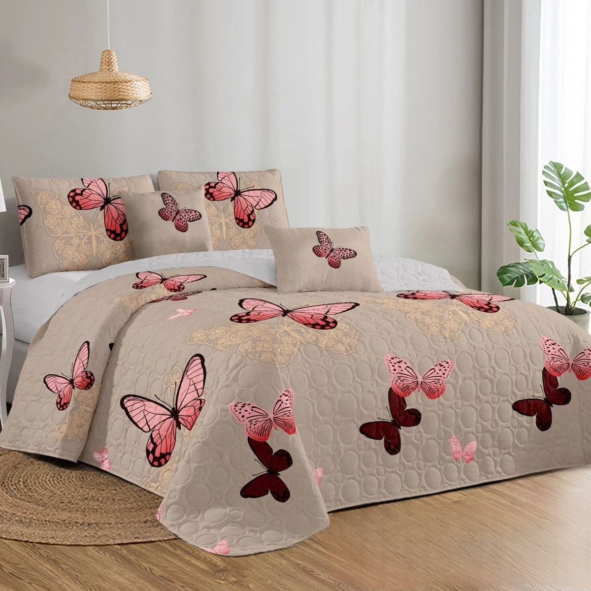 GENERICO - Quilt de Verano 1.5 Plaza. Color Beige KFL090