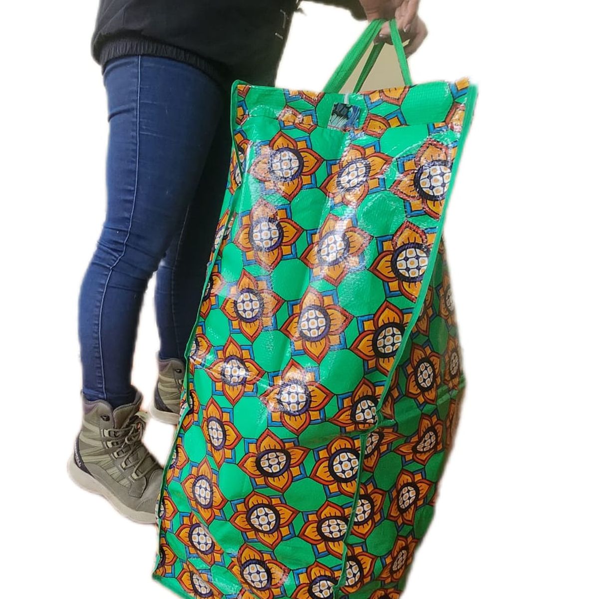 GENERICO - Bolsa Matutera Diseño Verde Con Amarillo 66x60x26cm