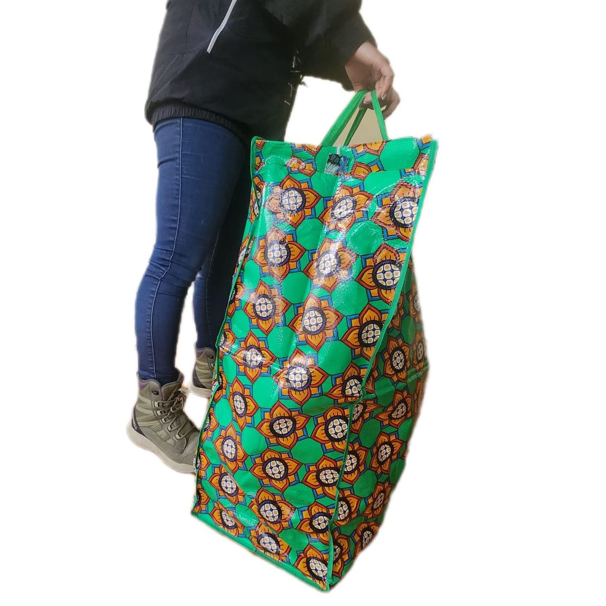 GENERICO - Bolsa Matutera Diseño Verde Con Amarillo 66x60x26cm