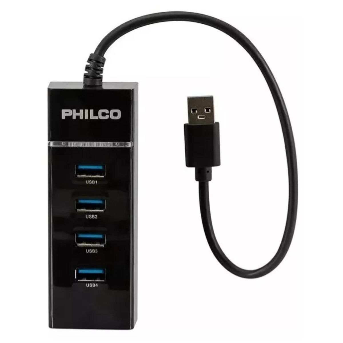 PHILCO - Adaptador HUB USB 3.0 4 Puertos Luz Indicadora Negro HB30N