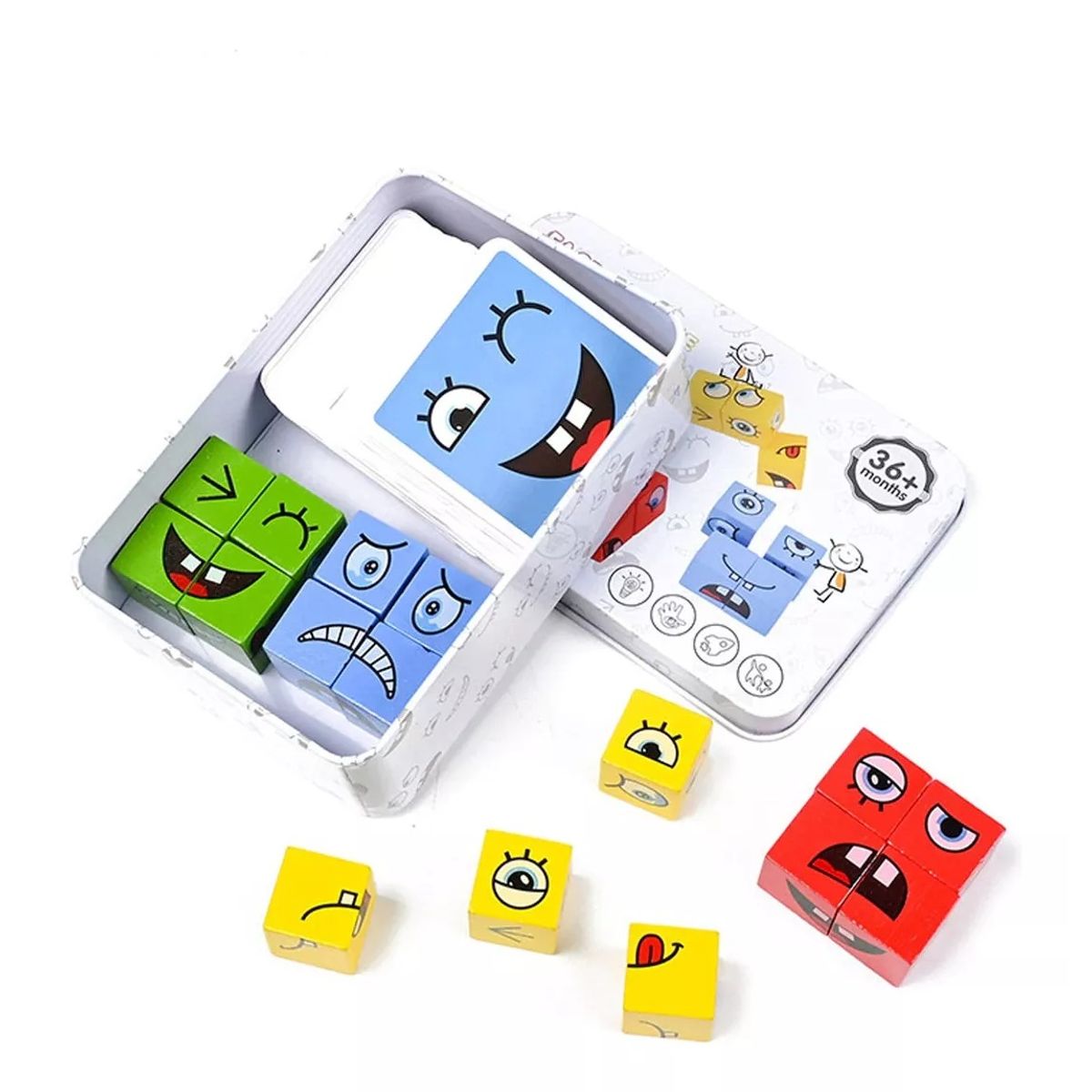 GENERICO - Juego De Expresiones Y Emociones En Madera Emoji Didáctico