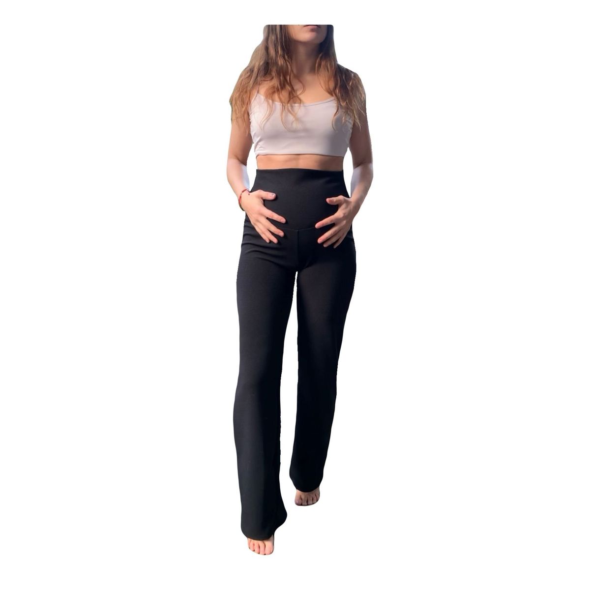 GENERICO - Pantalón modelo palazo recto Embarazada Negro ATENEA
