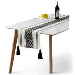 GENERICO - Camino De Mesa Medida 37x180cm Tejido Algodon Etnico Lineas Negro