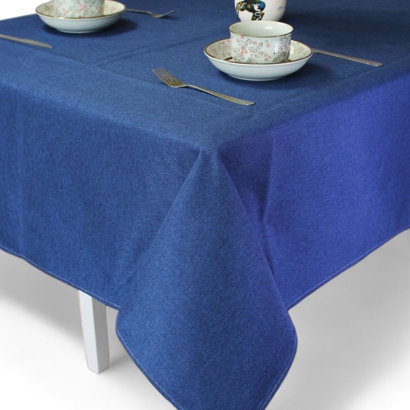 GENERICO - Mantel Rectangular 140cmx220cm En Lino Para Mesa De 6 Sillas - Azul