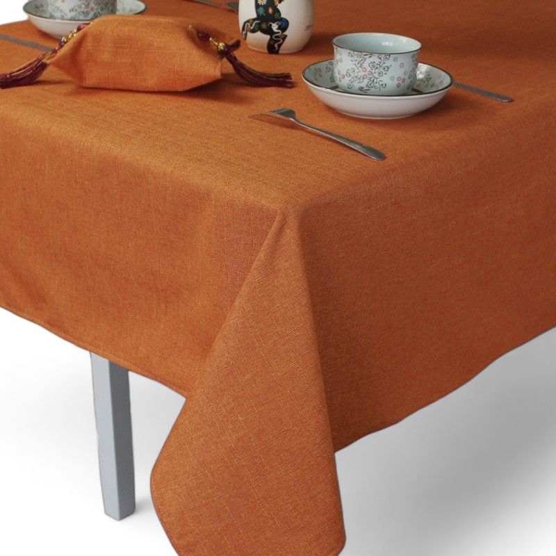 GENERICO - Mantel Rectangular 140cmx220cm En Lino Para Mesa De 6 Sillas - Naranja