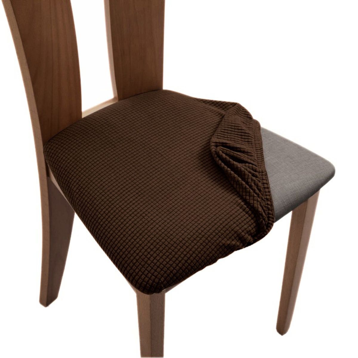 GENERICO - Pack 6 Fundas De Asiento Elasticadas Para Sillas Comedor - Chocolate