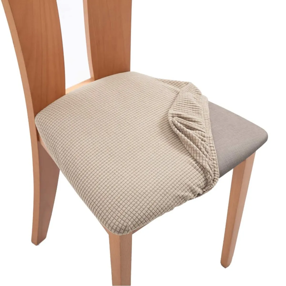 GENERICO - Pack 6 Fundas De Asiento Elasticadas Para Sillas Comedor - Beige