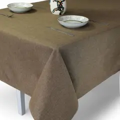 GENERICO - Mantel Rectangular 140cmx220cm En Lino Para Mesa De 6 Sillas - Marron