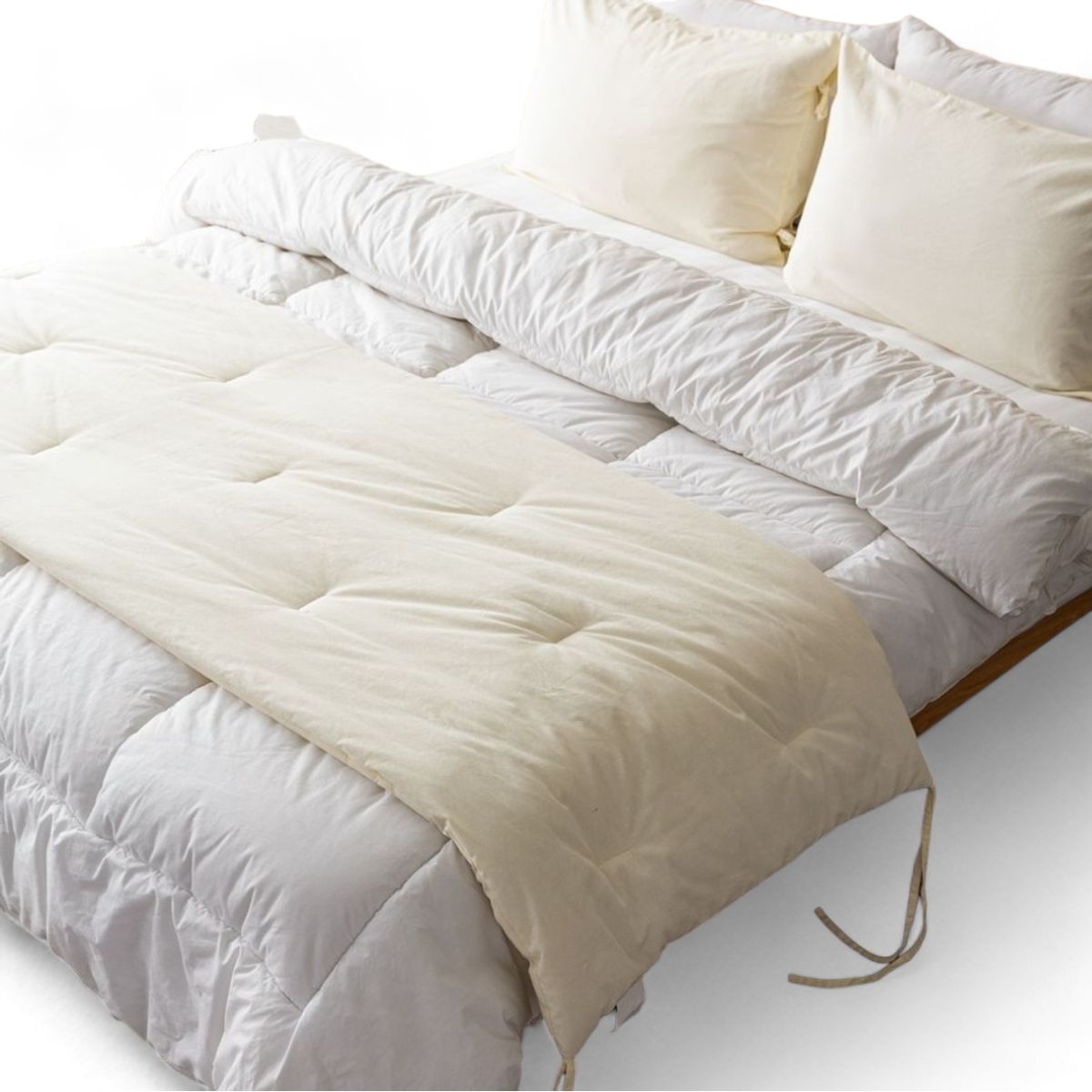 GENERICO - Piecera De Lino 70x210cm Mas 2 Fundas De Almohada 70x50cm - Crema