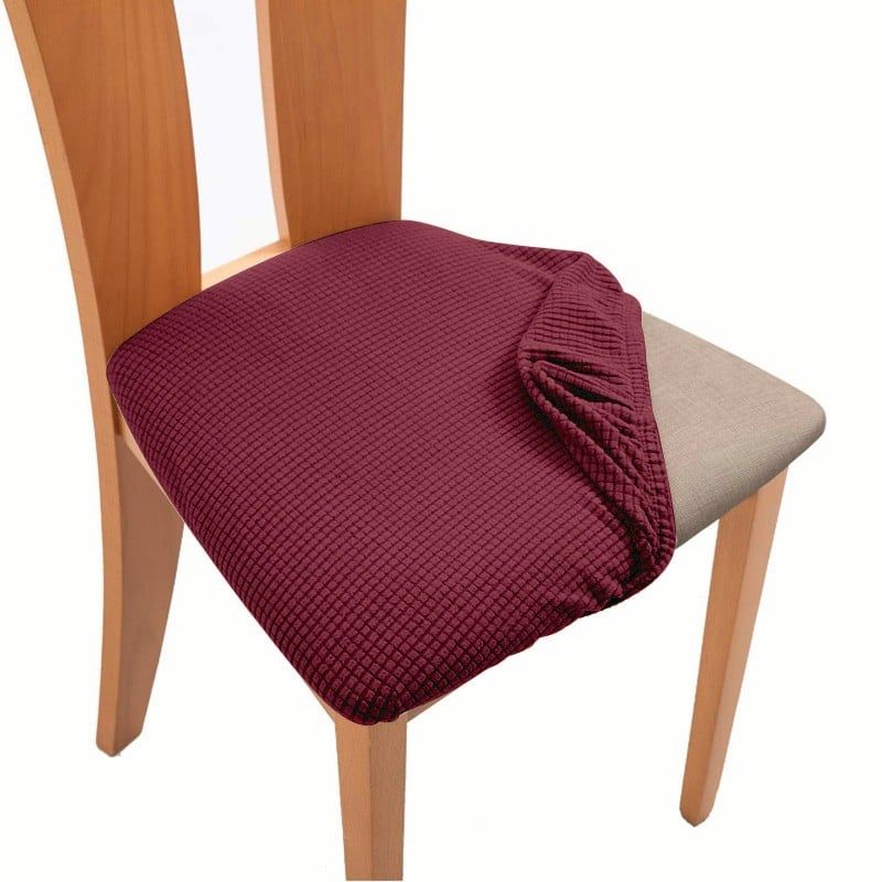 GENERICO - Pack 6 Fundas De Asiento Elasticadas Para Sillas Comedor Burdeo